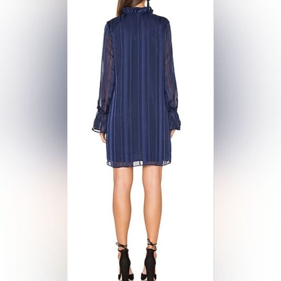 L'academie The 70s Ruffles Sleeve Dress Navy Small - Picture 5 of 10